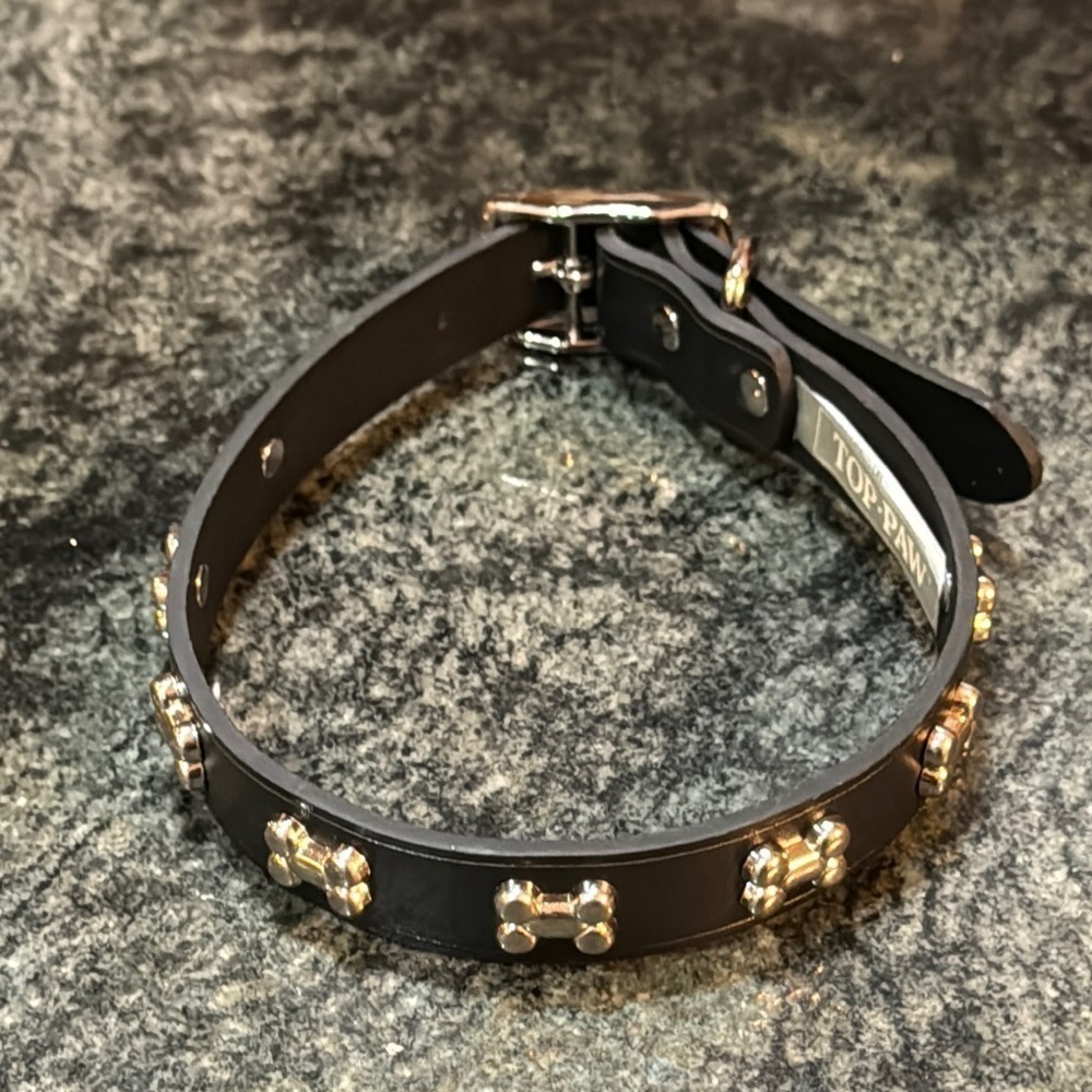 Top Paw Black Studded Leather Collar